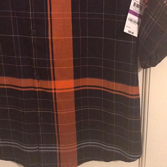 Navy blue and rust plaid casual long sleeve 2X - Picture 5 of 8